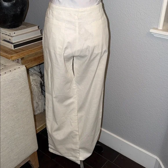 Banana Republic White Drawstring Linen Blend Wide Leg Resort Wear Pants Large - Picture 5 of 6